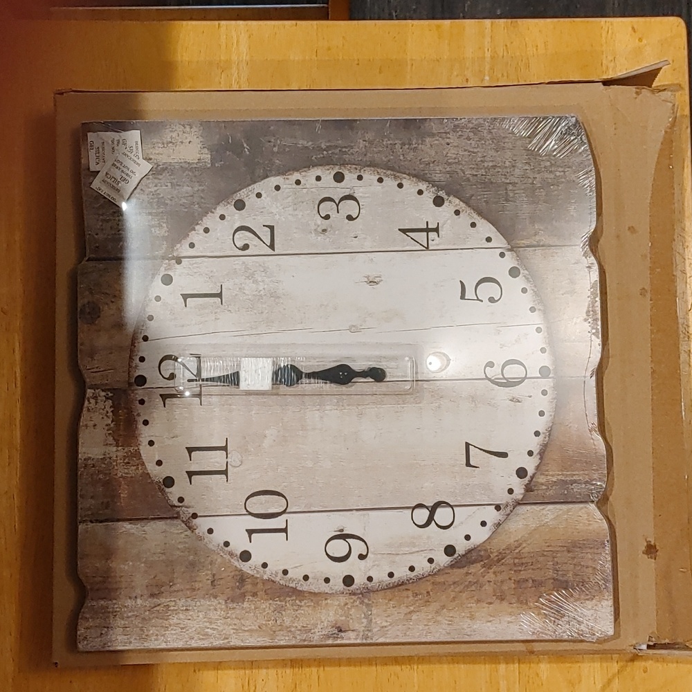 Stonebriar 16" Square Rustic Wooden Wall Clock